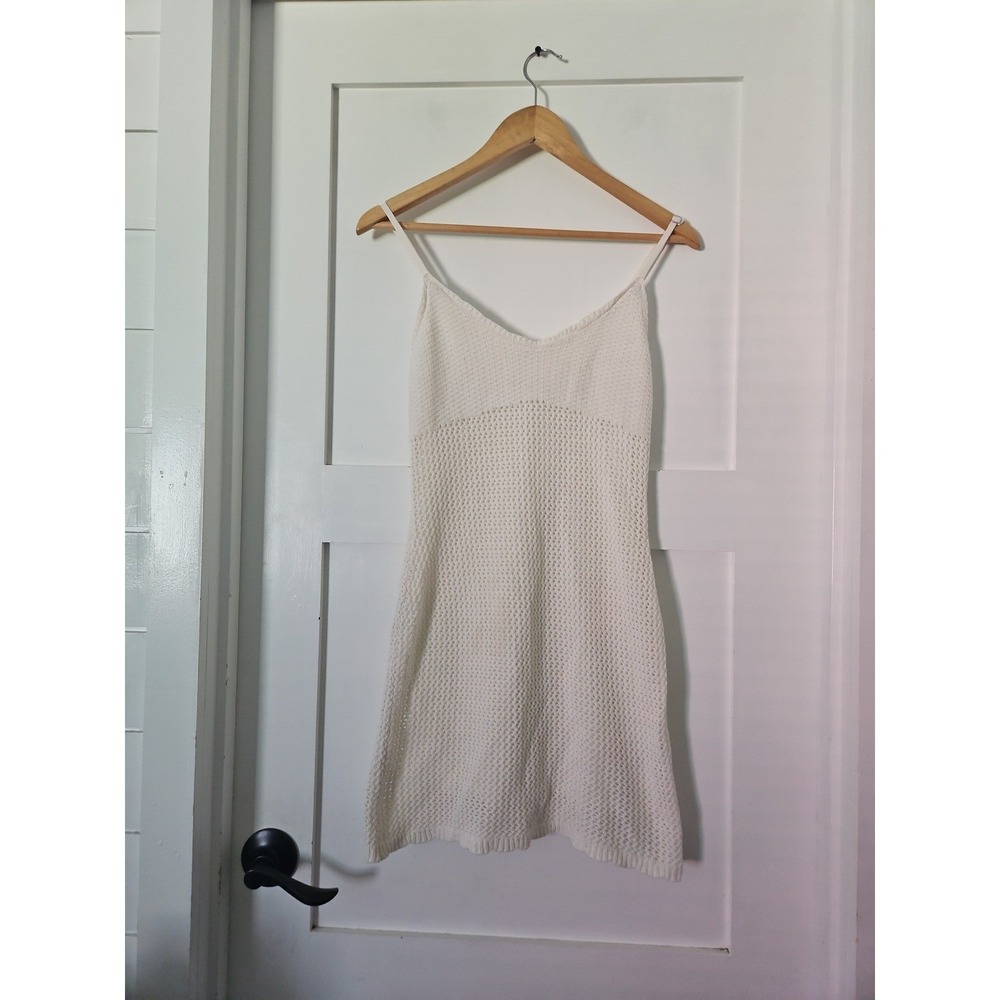 Olive +‎ Oak Women's Size S Cream Crochet Knit Mini Dress Cami Slip Cover Up